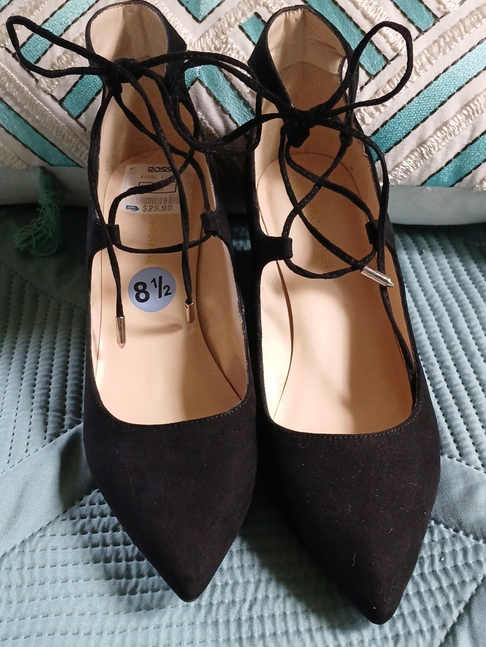 Wedge Black Lace-Up Pointed Toe